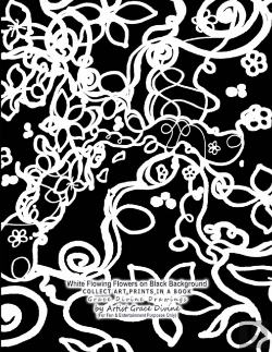 Bertrand.pt - White Flowing Flowers On Black Background Collect Art Prints In A Book