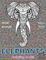 Wild Animal Coloring Books - Easy Level - Elephants