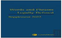 Words And Phrases Legally Defined 2022 Supplement