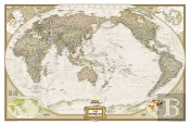 World Political Antique Pacific Centered Map