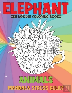 Bertrand.pt - Zen Doodle Coloring Books - Animals - Mandala Stress Relief - Elephant