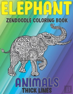 Bertrand.pt - Zendoodle Coloring Book - Animals - Thick Lines - Elephant