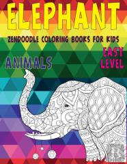 Zendoodle Coloring Books For Kids - Animals - Easy Level - Elephant