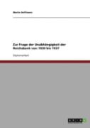 Zur Frage Der Unabhangigkeit Der Reichsbank Von 1930 Bis 1937